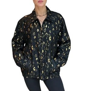 Mureli 80s Vintage Silk Leopard Print Windbreaker Jacket Size Large